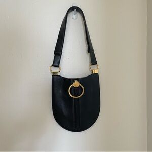 Marni Black and Gold Crescent Shoulder Bag in Small